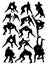 Set of silhouettes of sumo wrestling  vector