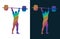 Set of silhouettes of weightlifting athletes on white background. Isolated vector colored images.