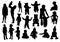 Set of silhouettes of women mothers with children, vector. Mother`s day concept.