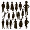 Set of silhouettes of women mothers with children, vector. Mother`s day concept.