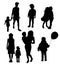 Set of silhouettes of women mothers with children, vector. Mother`s day concept.