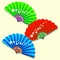 Set of silk Chinese hand fans