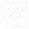 Set of silver frames simple shapes. Vector line art