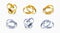 Set of silver and golden wedding rings. Realistic render of platinum and gold rings. Vector