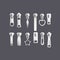 Set of silver zipper pullers or clasps 3d realistic vector illustration isolated.