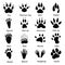 Set of simple animals paw prints icons