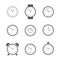 Set of simple clock icons.