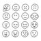 Set of simple emoticon outline icon in cartoon isolated on white background