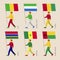 Set of simple flat people with flags of African countries