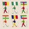 Set of simple flat people with flags of African countries