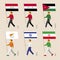 Set of simple flat people with flags of Asian countries