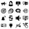 Set of simple icons on a theme Advertising, marketing, business, news, work, telemarketing, promotion, communication, internet ,