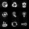 Set of simple icons on a theme Ecology, cleanliness, energy, vector, set. Black background