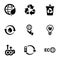 Set of simple icons on a theme Ecology, cleanliness, energy, vector, set. White background