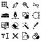 Set of simple icons on a theme Graphic design, drawing, tools, vector, set. White background