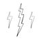 Set of simple lightning doodle, group of hand drawn objects