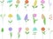 Set of simple minimalistic oneline drawing colorful flowers. Floral, herbs, leaves collection. Botany icons. Elements