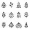 Set of simple ornamental floral designs