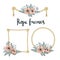 Set of Simple Rope Frames Graphic Designs on white background with flowers.