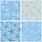 A set of simple seamless patterns with seashells. Live nature. Vector. A set of seashells.