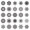 Set of Simple Snowflake Icon Isolated on White Background
