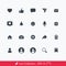 Set of Simple Social Media Social Network User Interface Related Icons / Vectors