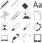Set of simple stationery and business icons