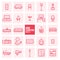 Set of simple thin line design home furniture vector icons set for web