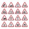 Set Simple of Triangular Warning Hazard Signs