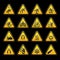 Set simple triangular warning symbols Hazard Signs