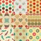 Set of simple vintage patterns (dots, geometric, flowers)