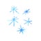 Set of simple watercolor snowflakes. Simple hand drawn illustration in doodle primitive style. Template for greeting cards,