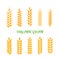 Set of simple wheats ears icons and wheat design elements for beer, organic wheats local farm fresh food, bakery themed