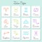 Set of simple zodiac signs with captions