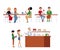 Set of situations in a school cafeteria, dining room or canteen.