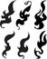 Set of six aggressive black fire flames for your design. Vector