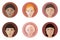 Set of six avatars of teenage boys of different races and nationalities