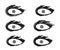 Set of six black evil eyes vector