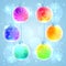 Set of six colorful rainbow Christmas balls