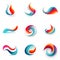 A set of six different colored swirls. Generative AI image.