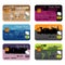 Set of six different credit cards