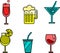 Set of six drink icon variations