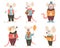 Set of six funny rats of New Year characters in winter clothes. In cartoon style. Vector illustration