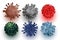 Set of six realistic 3d coronavirus cells design