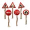 Set of six riddled road signs in western style