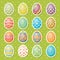 Set of sixteen eggs. Easter collection