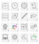 Set of sixteen images - icons for a school site with a picture of objects on a sheet of paper with a curved corner