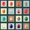 Set of sixteen realistic easter eggs