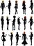Set of sixteen silhouettes in black cocktail dress