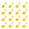 Set of sixteen yellow musical notes with emoji expressions on a